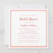 Vrijgezellenfeest Modern Vierkant Elegant Koraal W Kaart (Voorkant)