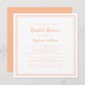 Vrijgezellenfeest Modern Vierkant Elegant Perzik W Kaart (Voorkant / Achterkant)