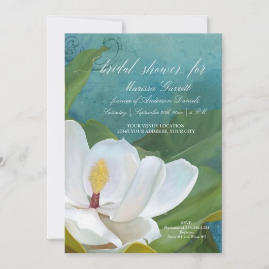 Vrijgezellenfeest Moderne Elegante Magnolia Bloeme Kaart (Voorkant)