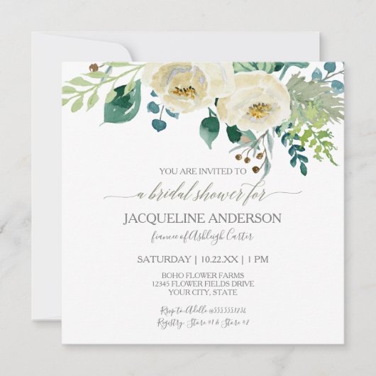 Vrijgezellenfeest Moderne ivoren Rozen Foliage Kra Kaart (Voorkant)