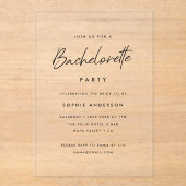 vrijgezellenfeest | Moderne minimalistische partij Acryl Uitnodigingen (Voorkant)