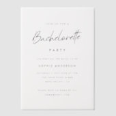 vrijgezellenfeest | Moderne minimalistische partij Vellum Uitnodigingen (Voorkant)