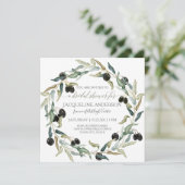 Vrijgezellenfeest Moderne Olijftak Blad Krans Kaart (Staand voorkant)