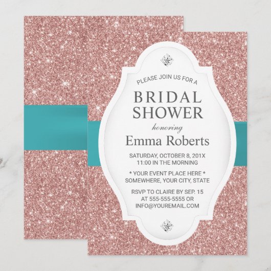 Vrijgezellenfeest Moderne Roos Gold Glitter Blauwg Kaart (Voorkant / Achterkant)