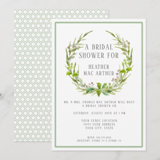 Vrijgezellenfeest Moderne Waterverf Blad Krans Gro Kaart (Voorkant / Achterkant)