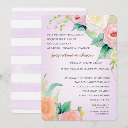 Vrijgezellenfeest Moderne Waterverf Floral Rozen Kaart (Voorkant / Achterkant)