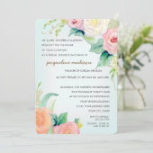 Vrijgezellenfeest Moderne Waterverf Floral Rozen Kaart (Staand voorkant)