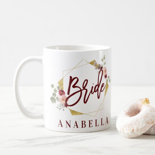 vrijgezellenfeest mok florale bride bachelorette (Met donut)