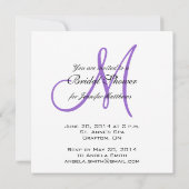 vrijgezellenfeest Monogram Damask Invitation Paars Kaart (Achterkant)