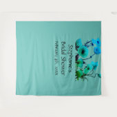 Vrijgezellenfeest Monogram Naam Floral Neon Blauw  Wandkleed (Voorkant (horizontaal))