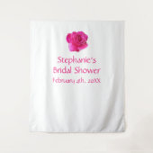 vrijgezellenfeest Monogram Naam Roze Rose White Co Wandkleed (Voorkant)