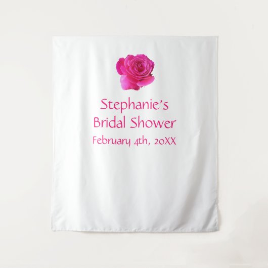 vrijgezellenfeest Monogram Naam Roze Rose White Co Wandkleed (Voorkant)