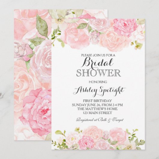 Vrijgezellenfeest Mooie Bloemenuitnodiging, Kaart (Voorkant / Achterkant)