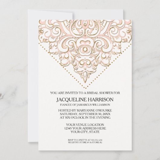 Vrijgezellenfeest Mooie Kant Look Damask Bruiloft Kaart (Voorkant)