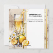 Vrijgezellenfeest mousserende wijn citroen roos el feestdagenkaart (Achterkant)