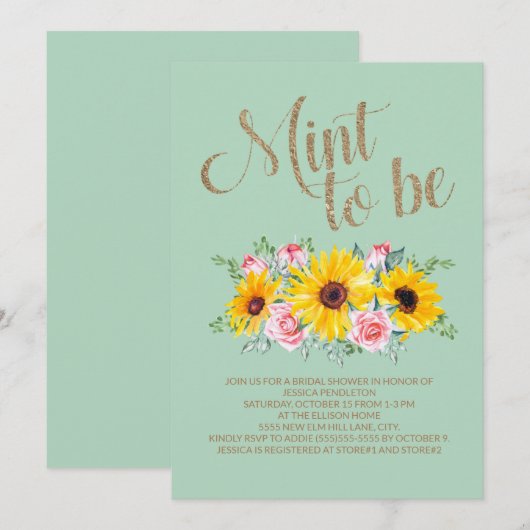 Vrijgezellenfeest Munt to be Sunflower Roze roze r Kaart (Voorkant / Achterkant)