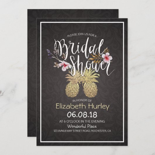 Vrijgezellenfeest Mutn zwart-gouden anananassel Kaart (Voorkant / Achterkant)