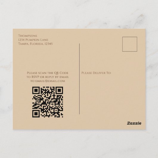 Vrijgezellenfeest najaar Herfst Greenery laat QR-c Briefkaart (Achterkant)