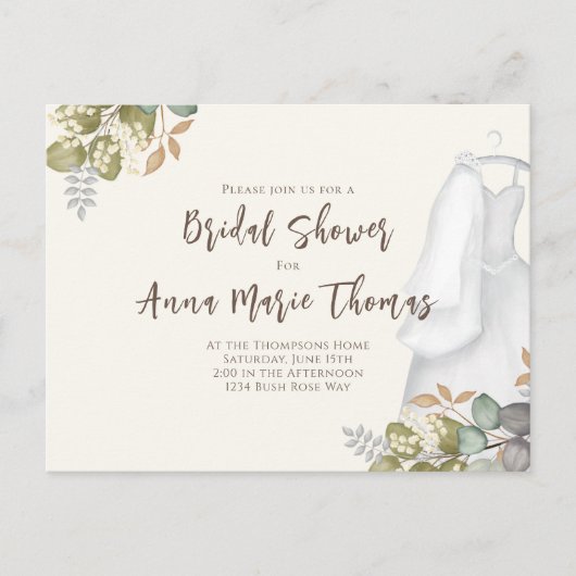 Vrijgezellenfeest najaar leves Wedding Dress Elega Briefkaart (Voorkant)