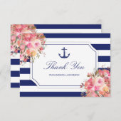 vrijgezellenfeest Nautical Anchor Blue Hartelijk d Bedankkaart (Voorkant / Achterkant)