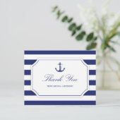 Vrijgezellenfeest Nautisch Anker Navy Blue Bedankt Briefkaart (Staand voorkant)