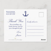 Vrijgezellenfeest Nautisch Anker Navy Blue Bedankt Briefkaart (Achterkant)