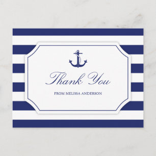 Vrijgezellenfeest Nautisch Anker Navy Blue Bedankt Briefkaart