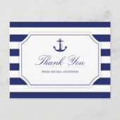 Vrijgezellenfeest Nautisch Anker Navy Blue Bedankt Briefkaart (Voorkant)