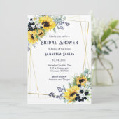 Vrijgezellenfeest Navy Blue en Zonnebloem Kaart (Staand voorkant)