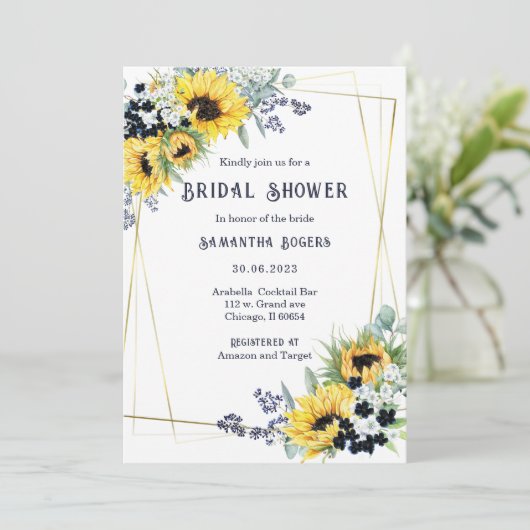 Vrijgezellenfeest Navy Blue en Zonnebloem Kaart (Staand voorkant)