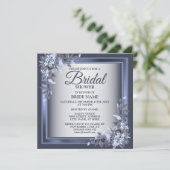 Vrijgezellenfeest Navy Blue Floral Grey Kaart (Staand voorkant)