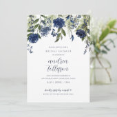 Vrijgezellenfeest Navy Blue Wildflower Kaart (Staand voorkant)