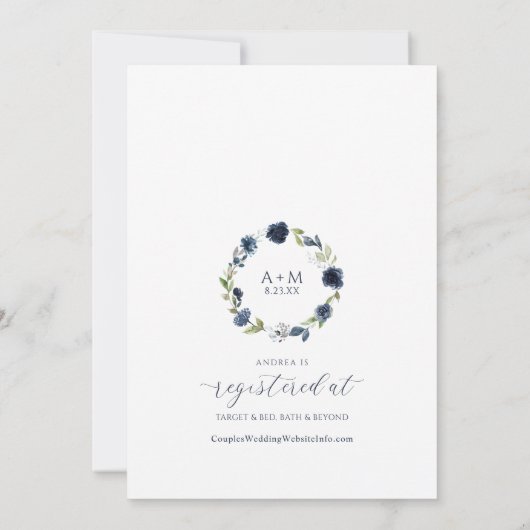 Vrijgezellenfeest Navy Blue Wildflower Kaart (Achterkant)