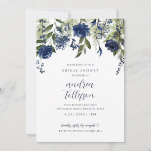 Vrijgezellenfeest Navy Blue Wildflower Kaart