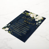 Vrijgezellenfeest Navy Champagne Floral Gold Folie Uitnodiging (Gedraaid)