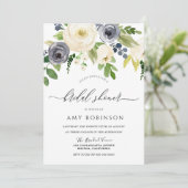 Vrijgezellenfeest Navy & Champagne Waterverf Flowe Kaart (Staand voorkant)