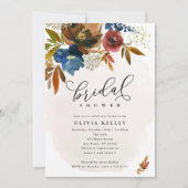 Vrijgezellenfeest Navy en Rust Boho Flowers Kaart (Voorkant)