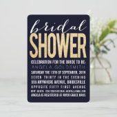 Vrijgezellenfeest Navy Gold Glitter Typografie Kaart (Staand voorkant)