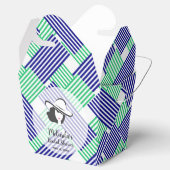 Vrijgezellenfeest Navy Green Stripes Takeout Bedankdoosjes (Geopend)