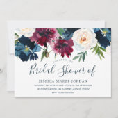 Vrijgezellenfeest Navy & Red Burgundy Flowers Kaart (Voorkant)