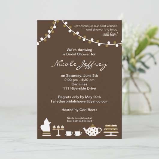 vrijgezellenfeest Nodig chocoladebruin uit, Thea L Kaart (Staand voorkant)