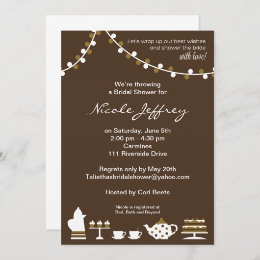 vrijgezellenfeest Nodig chocoladebruin uit, Thea L Kaart (Voorkant / Achterkant)