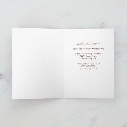 Vrijgezellenfeest nodigt Bride uit in Taupe en Whi Kaart (Binnen)