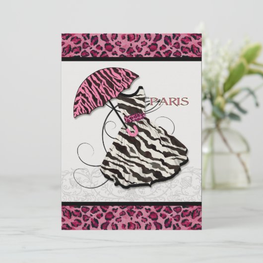 vrijgezellenfeest nodigt Leopard uit, Retro Dress, Kaart (Staand voorkant)