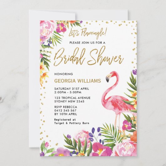 vrijgezellenfeest nodigt roze flamingo tropische F Kaart (Voorkant)