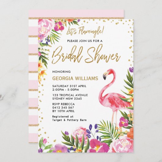 vrijgezellenfeest nodigt roze flamingo tropische F Kaart (Voorkant / Achterkant)