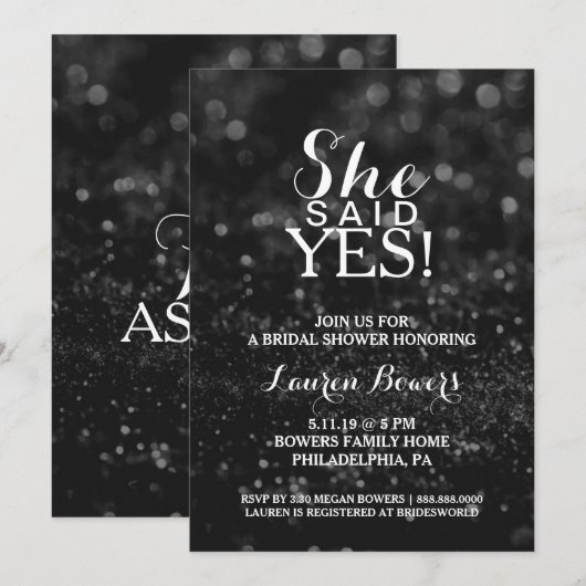 Vrijgezellenfeest nodigt uit - ze zei ja zwart kaart (Voorkant / Achterkant)