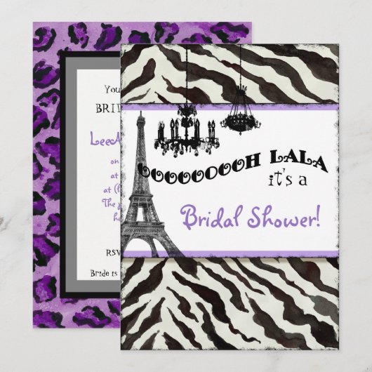 vrijgezellenfeest nodigt Zebra uit, Eiffeltoren Kaart (Voorkant / Achterkant)