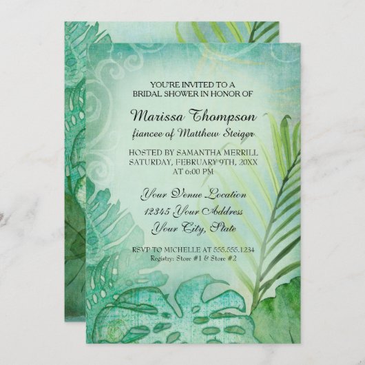 Vrijgezellenfeest Oerwoud Tropical Philodendron Le Kaart (Voorkant / Achterkant)