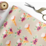 Vrijgezellenfeest- of vogelpapier cadeaupapier<br><div class="desc">Purple Flowers and Ice Cream Wrapping Paper is ideaal voor een zomerse verjaardag of vrijgezellenfeest. Heldere paarse bloemen met roze ijskegels. Een uniek en leuk patroon! Alle design zijn © SUGAR AND SPICE INVITATIONS.LLC</div>